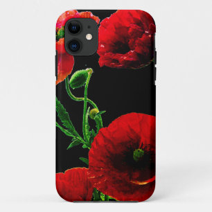 Capa Para iPhone 11 Flores Vermelhas Primavera de Jardim de Verão Pre