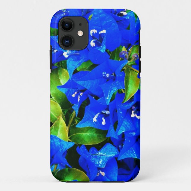 Capa Para iPhone 11 Flores Vibrantes de Bougainvillea Azul (Verso)