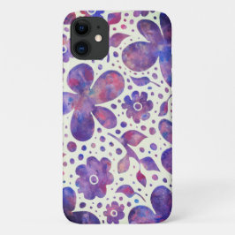 Capa Para iPhone 11 Flores violetas românticas e deixa arte original