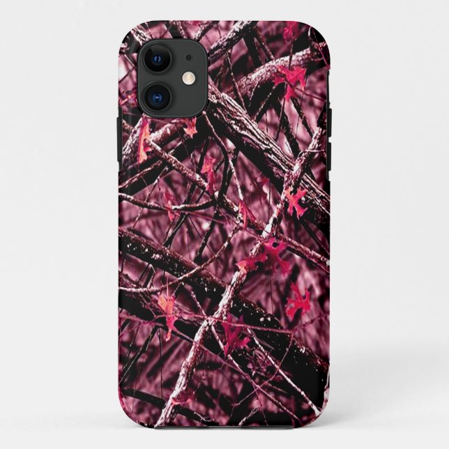 Capa Para iPhone 11 Floresta cor-de-rosa Camo (Verso)