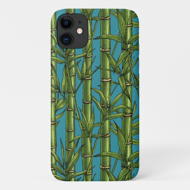 Capa Para iPhone 11 Floresta de bambu em azul (Verso)