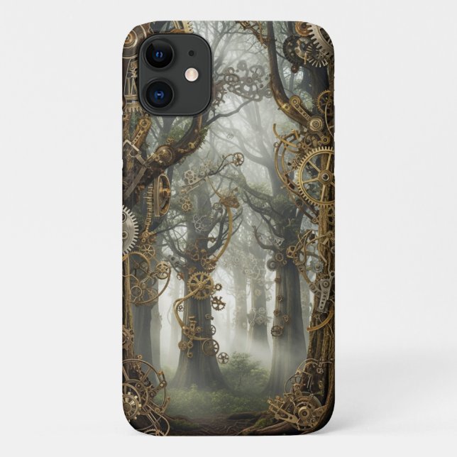 Capa Para iPhone 11 Floresta de Engrenagens  (Verso)