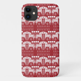 Capa Para iPhone 11 Floresta Nórdica Escandinava de Reindedo Vermelho