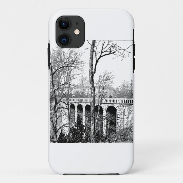 Capa Para iPhone 11 floresta paisagística ponte (Verso)