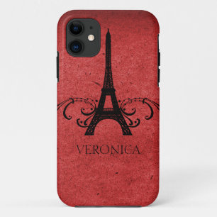 Capa Para iPhone 11 Flourish vermelho do francês do vintage