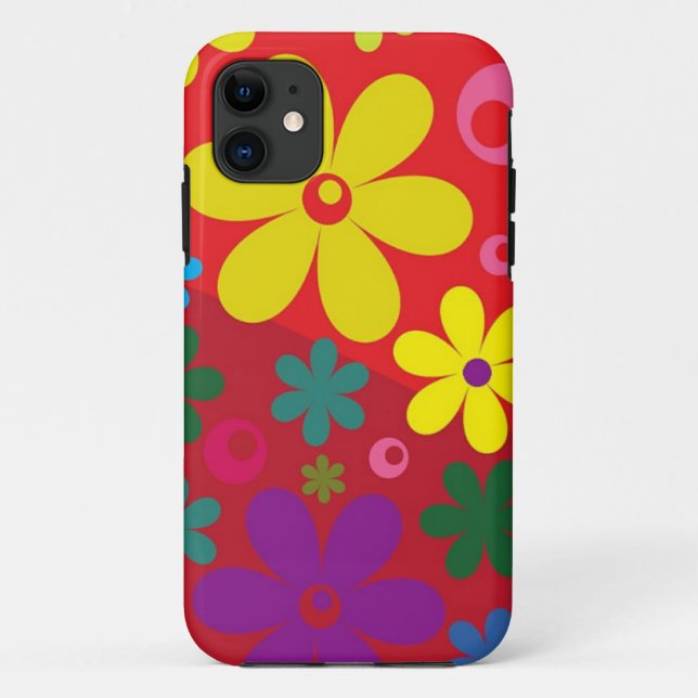 Capa Para iPhone 11 Flower power no vermelho (Verso)
