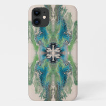 Fluido Artístico Abstrato em Aqua e Verde