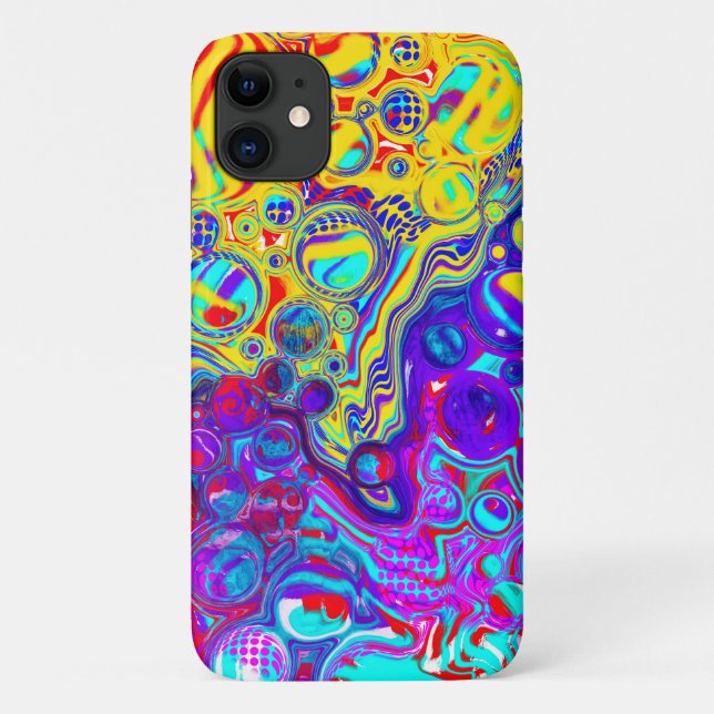 Capa Para iPhone 11 Fluido digital Abstrato moderno (Verso)