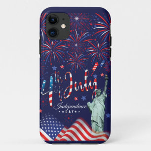 Capa Para iPhone 11 Fogos De Artifício Em 4 De Julho Com A Estátua De 