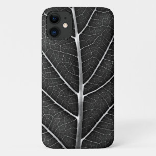Capa Para iPhone 11 Folha brilhante em preto e branco close-up