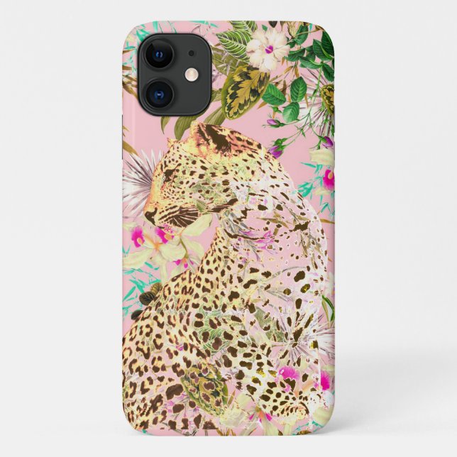 Capa Para iPhone 11 Folha de impressão-leopardo tropical do Havaí (Verso)