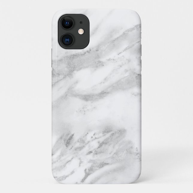 Capa Para iPhone 11 Folha de prata elegante | Chic Marble (Verso)