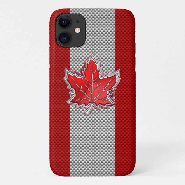 Capa Para iPhone 11 Folha Vermelha Canadense de Impressão de Fibra de  (Verso)