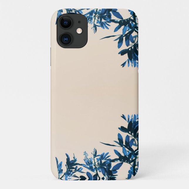 Capa Para iPhone 11 Fólhas de Árvore de Pimenta Azul Case para iPhone  (Verso)