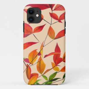 Capa Para iPhone 11 Folhas de outono laranja arte original em aquarela