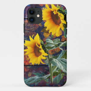 Capa Para iPhone 11 Folhas de outono russas e girassóis