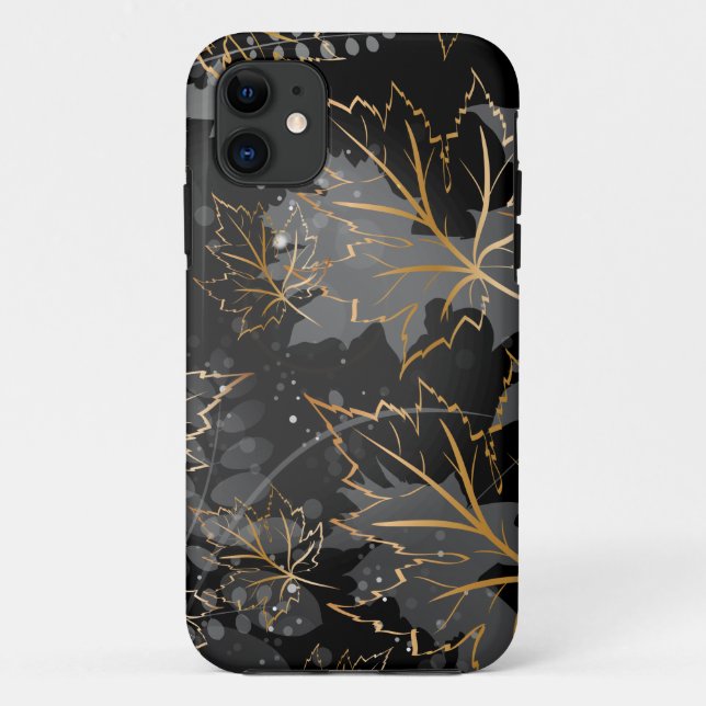 Capa Para iPhone 11 Folhas Douradas 5 (Verso)