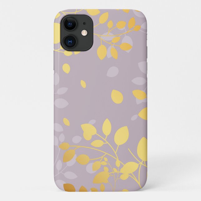 Capa Para iPhone 11 Folhas Douradas 9 (Verso)
