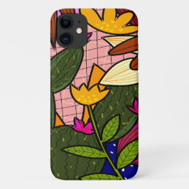 Capa Para iPhone 11 Folhas e flores abstrato tropicais