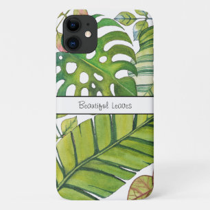 Capa Para iPhone 11 Folhas Tropicais Bonitas Em Aquarela