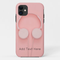Fones de ouvido rosa com fios