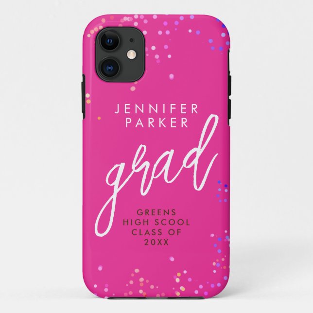Capa Para iPhone 11 Formanda Rosa Quente Estilosa Com Letra Moderna Br (Verso)