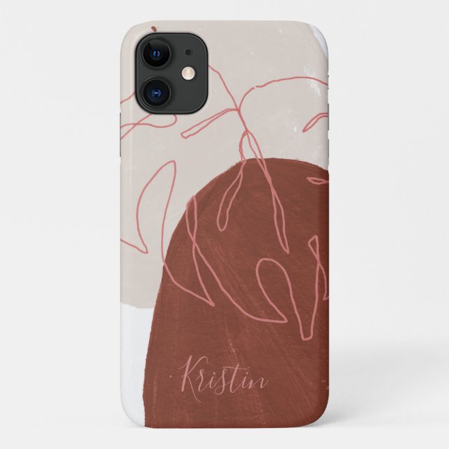Capa Para iPhone 11 Formas Abstratas de Terracota Folha (Verso)