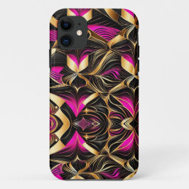 Capa Para iPhone 11 Formas Geométricas de Preto Rosa Dourado