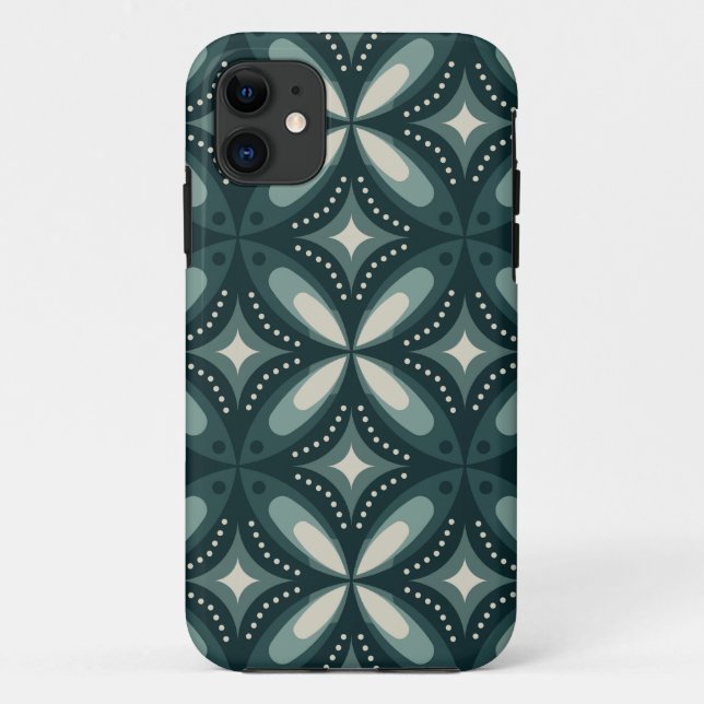Capa Para iPhone 11 formas verdes retrô (Verso)