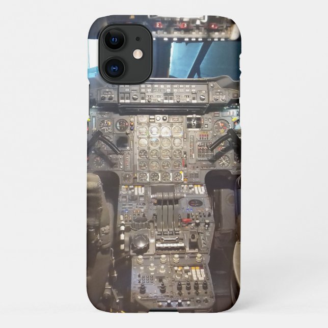 Capa Para iPhone 11 Foto da Cabine de Avião Supersônico (Verso)