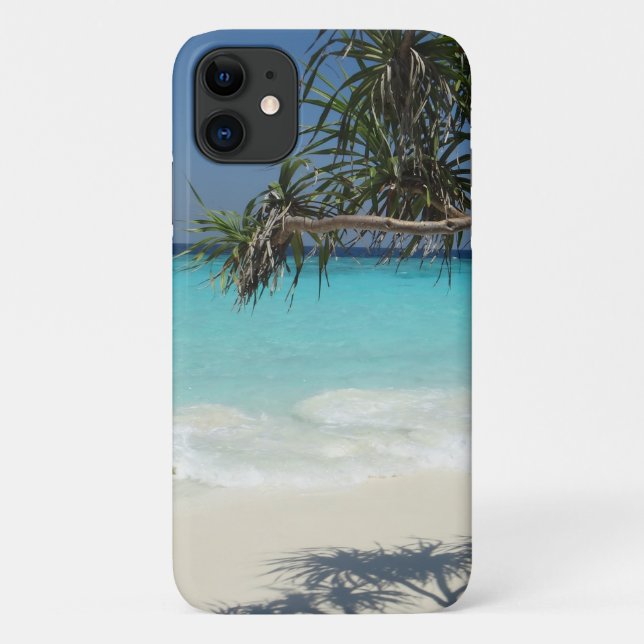 Capa Para iPhone 11 Foto da cena de praia do oceano azul tropical (Verso)