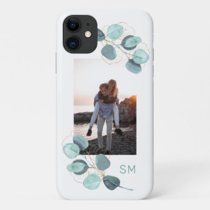 Capa Para iPhone 11 Foto da Família Eucalyptus Botanical Monograma