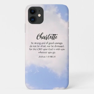 Capa Para iPhone 11 Foto de Blue Sky Não tem medo do nome verso da Bíb