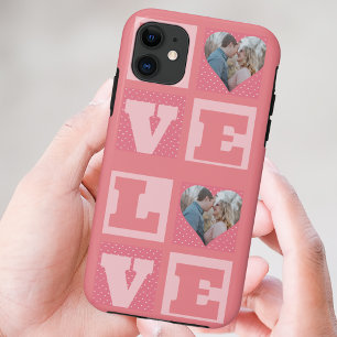 Capa Para iPhone 11 Foto do Casal de amor Corações Rosa Dias de os nam