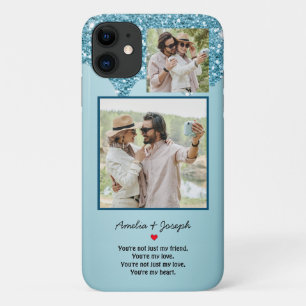 Capa Para iPhone 11 Foto do Casal de Amor Personalizado com Brilho Azu