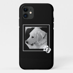 Capa Para iPhone 11 Foto em preto e branco de Cachorro Bonito Paw Mãe