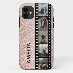 Capa Para iPhone 11 Foto: Faux Pink Glitter Personalizado