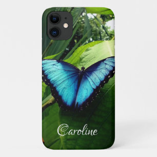 Capa Para iPhone 11 Foto personalizada da borboleta azul morfo