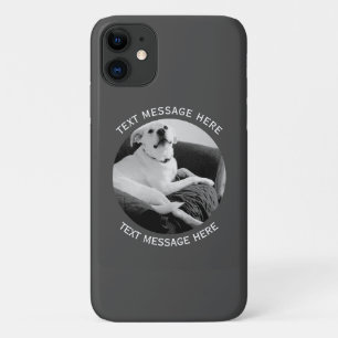 Capa Para iPhone 11 Foto Preta e Branca de Mensagem de Texto de Cachor