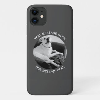 Capa Para iPhone 11 Foto Preta e Branca de Mensagem de Texto de Cachor