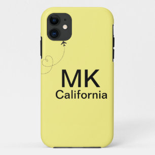 Capa Para iPhone 11 Fotografia de avião de viagem simples monograma ad