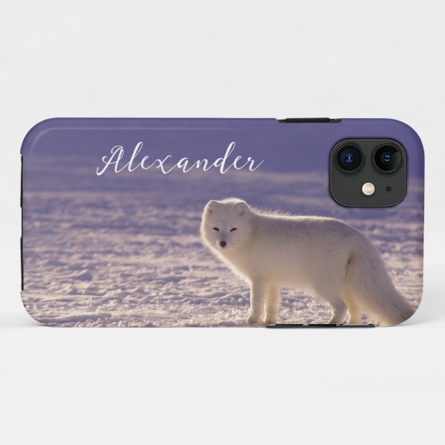 Capa Para iPhone 11 Fotografia de inverno com Raposa Árctica Branca Cu (Verso (horizontal))