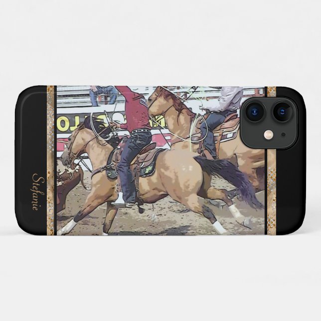 Capa Para iPhone 11 Fotografia de Roping de Equipe (Verso (horizontal))