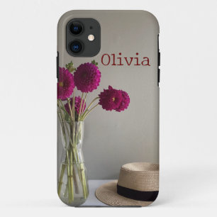 Capa Para iPhone 11 Fotografia Original bonito Dahlia +Nome Personaliz