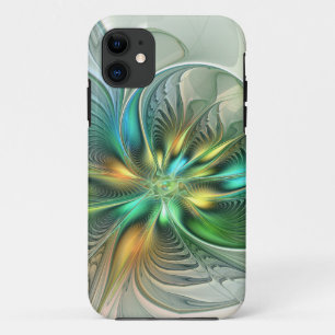Capa Para iPhone 11 Fractal de Flor Abstrato moderna fantasia colorida