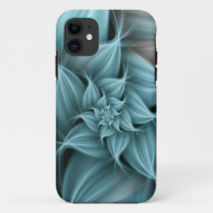 Capa Para iPhone 11 Fractal de Flor Turquesa Incrível