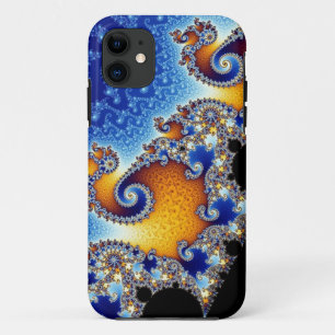 Capa Para iPhone 11 Fractal espiral dobro azul de Mandelbrot