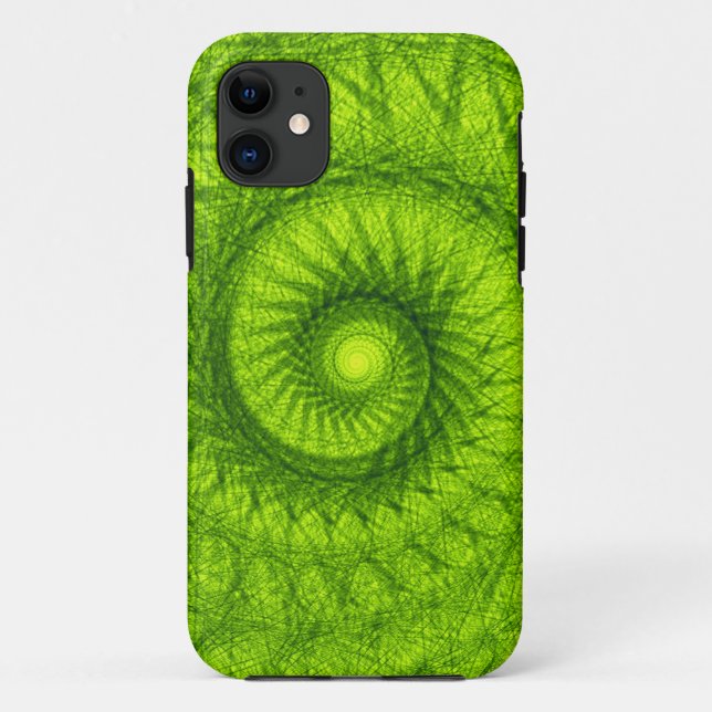 Capa Para iPhone 11 Fractal Espiral Verde (Verso)