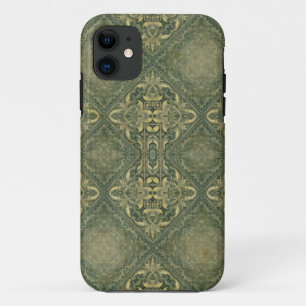 Capa Para iPhone 11 Fractal Kaleidoscope Composição - verde antigo