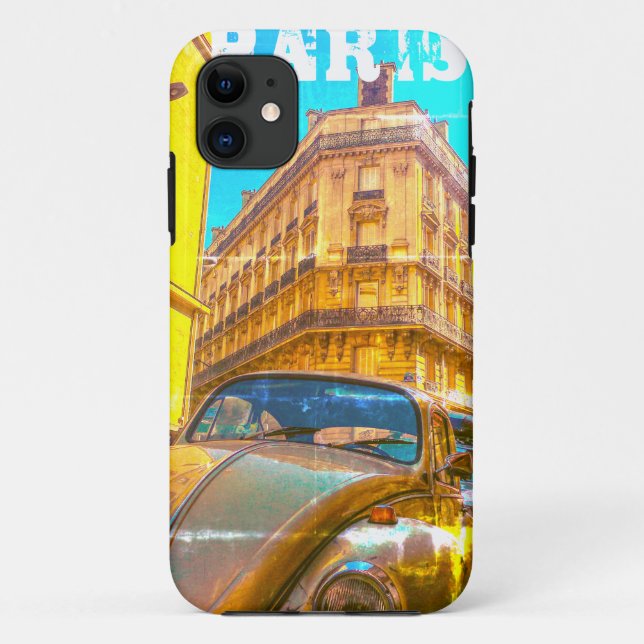 Capa Para iPhone 11 France Architecture French Street Old Car Paris (Verso)